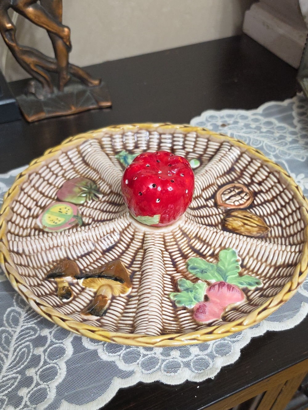 Vintage Ceramic Tilso Style Relish Hors d'ouvre Serving Tray - Apple Center